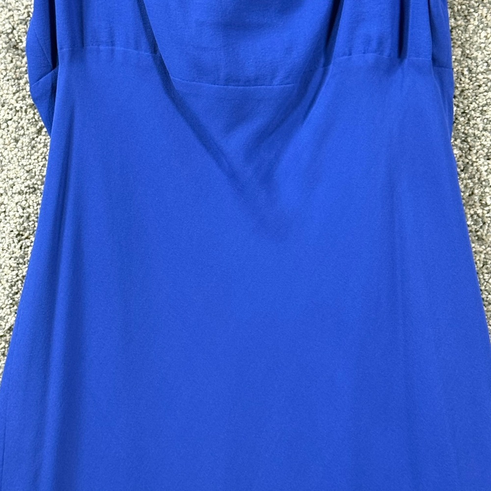 Jones New York Dress Royal Blue 100% Silk Cowl Neck Sleeveless Cocktail 12P - Picture 9 of 10